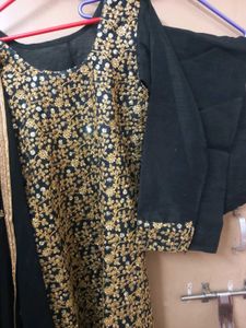 Elegant Black Kurta Set with Gold Embroidery