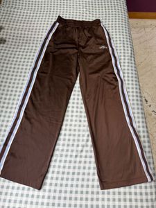 H&amp;M Brown Striped Wide legged Track Pants