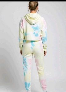 Pastel Tie-Dye Cropped Hoodie & Jogger Set
