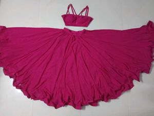 Hot Pink Flowy Lehenga choli Set