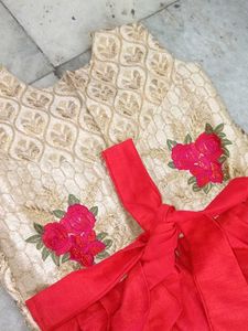 long dress with a court pattern cover on top