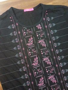 Black Graphic Print long kurti top