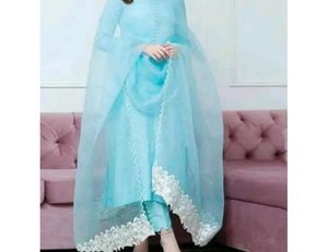 Light Blue Kurti with Lace Detail