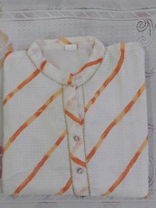lehariya White Kurta with Orange Stripes