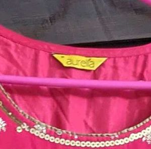 Vibrant Pink Ethnic Skirt with Black Border