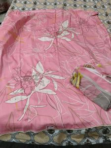 Pink Floral Dress Material with Dupatta