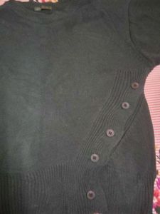 Dark Knit Sweater with Button Detail