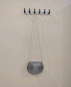 Brand New Silver Mirror Work Metal Clutch Bag