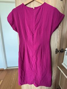Vibrant Magenta Flutter Sleeve Dress