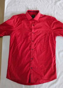 Men's Red Printed Full Sleeve Shirt