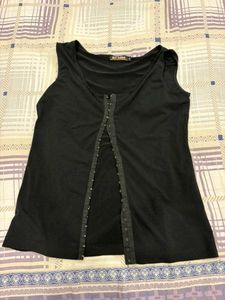 Black Hook-and-Eye Tank Top