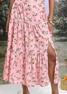 Pink Floral Tiered Skirt