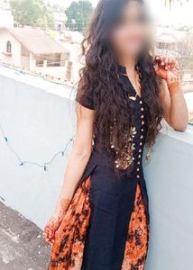 Elegant Black & Orange Kurta and skirt set