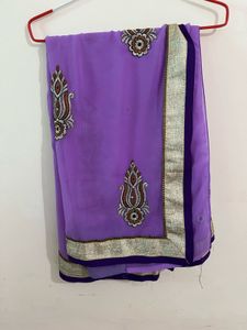 Purple Embroidered Saree