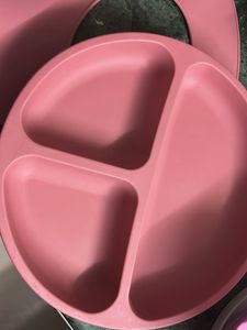 Pink Silicone Toddler Plate and BIB