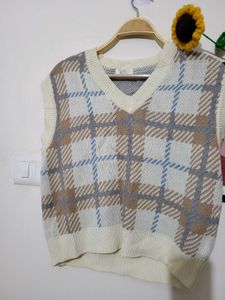 Cozy Plaid Knit Vest