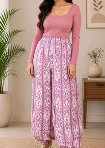 Patterned Pink Palazzo Pants