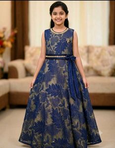 Beautiful Blue Floral Dress for Girls