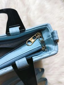 Quilted Blue Top Handle Bag