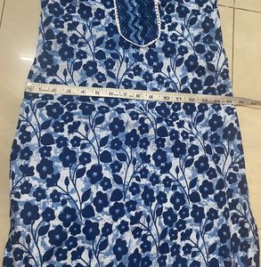 Girls Blue Floral Kurta Set (9-11) clearing