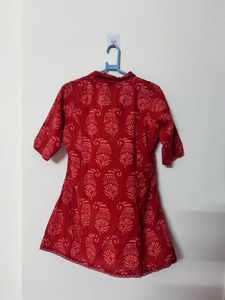 orange Printed Kurta Top
