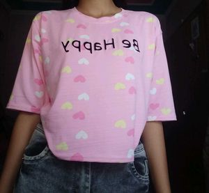 Pink Heart 'Be Happy' Tee