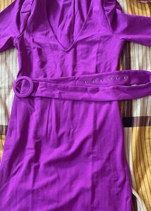 Magenta Bodycon Dress With Belt Brand Forever 21