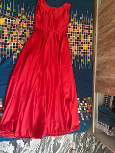 Red Satin Blackless Gown