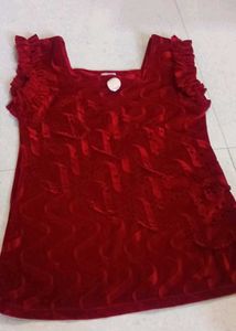 Designer Red Kurta with Denim Jeans