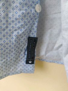 Louis Philippe Teal Dotted Men's Shirt