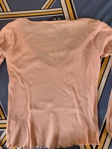 Ribbed v-neck Long Sleeve Top
