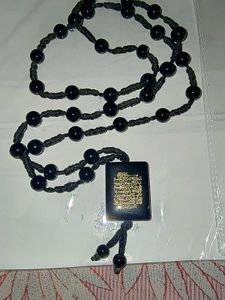 Black Beaded Necklace with Pendant