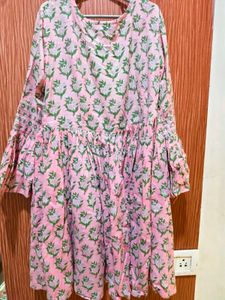 Pink Floral Print sharara Kurtaset