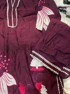 Embroidered Kurta with Pants Set