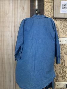 Denim Kurta Set with Rose Work