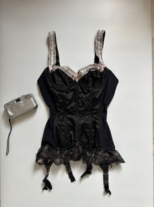 Vintage Black Lace Trim Corset