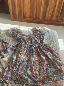 Boho Floral Puff Sleeve Mini Dress