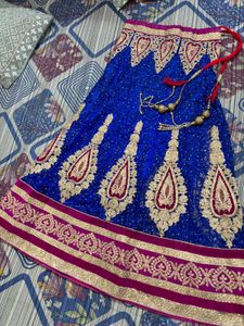 Royal Blue Embroidered Lehenga Skirt