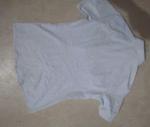 Light Blue Pleated Short Sleeve Shirt