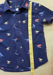 Boys Dinosaur Print Button-Up Shirt