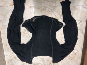 Sheer Black Puff Sleeve Top