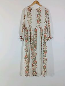 Cream Printed Casaul Dress (Women)