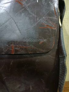 Vintage Black Leather Messenger Bag