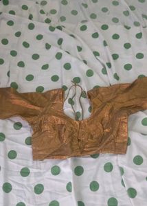Elegant Gold Blouse with Polka Dot Fabric