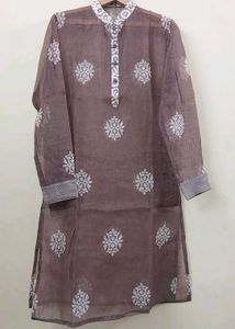 Elegant Brown Embroidered Kurta