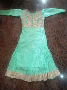 Elegant Mint Green Anarkali Kurta with salwar