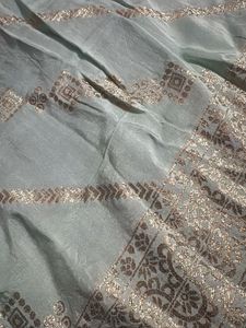 Light Blue Kurta with Gold Print