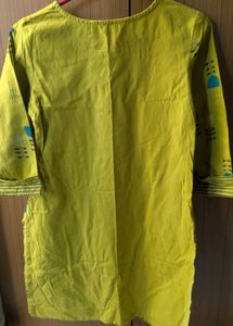 Yellow Printed Cotton Kurta