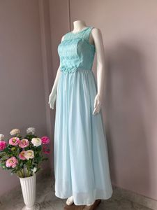 Vintage Aqua Chiffon Gown FIXED PRICE