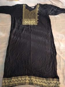 Black Kurta with Golden Embroidery